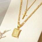 Set di Collana con Iniziale e Croce | Oro