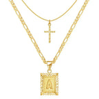 Set di Collana con Iniziale e Croce | Oro