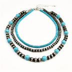Collana Stratificata Turchese Retro Set da 3 Pezzi