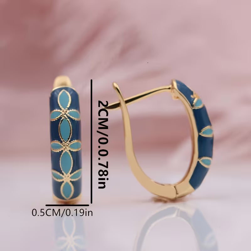 Orecchini a Cerchio Floreali Vintage Turchesi