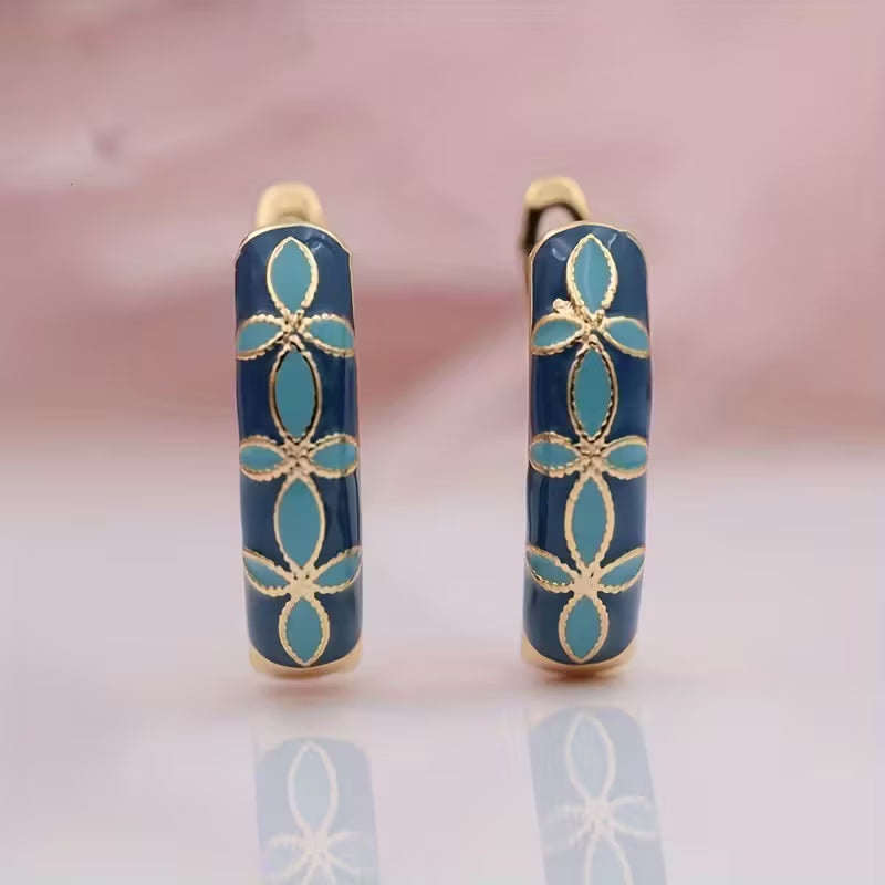 Orecchini a Cerchio Floreali Vintage Turchesi