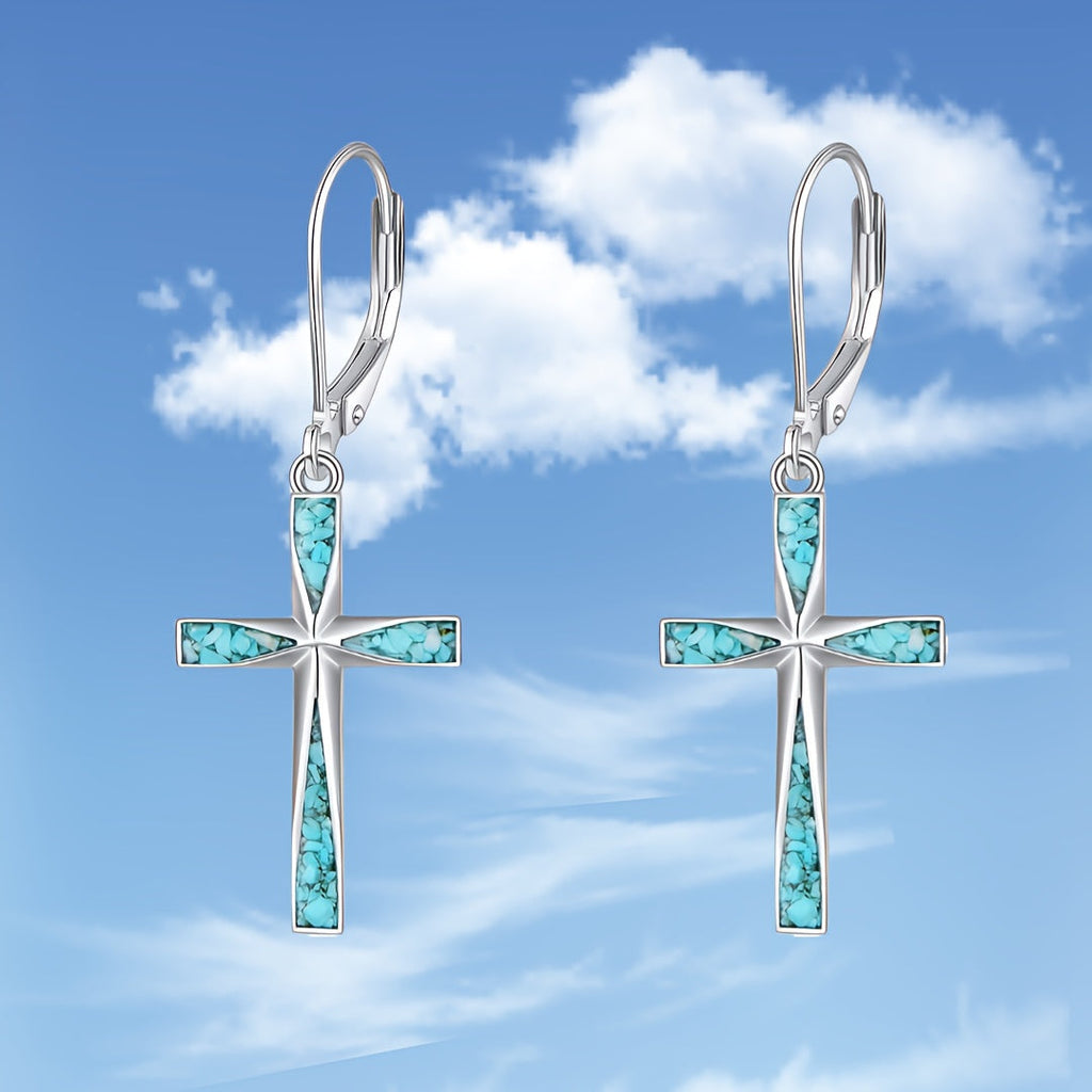 Orecchini Vintage con Croce Turchese
