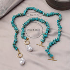 Set di Collana e Bracciale in Turchese e Perla