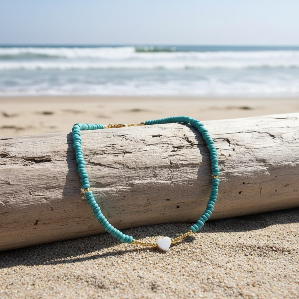 Collana Minimalista Cuore Turchese