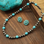 Collana e Orecchini con Perline in Contrasto Turchese (5 pezzi)