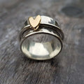 Anello Vintage Argento Cuore Dorato