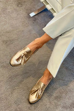 Donatella | Mocassino con Pon Pon Dorati