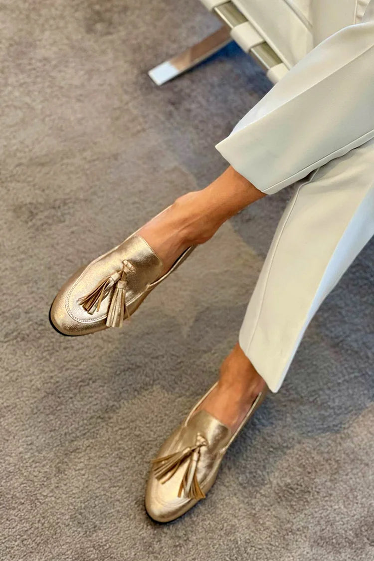 Donatella | Mocassino con Pon Pon Dorati