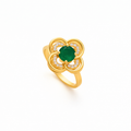 Anello Rotante Halo Quadrifoglio Smeraldo | Oro
