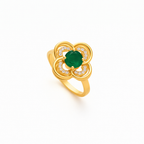 Anello Rotante Halo Quadrifoglio Smeraldo | Oro