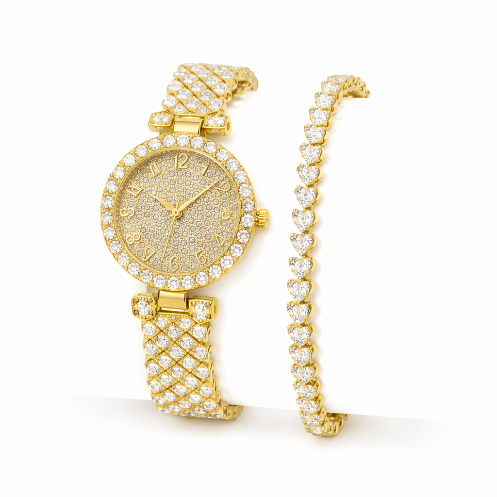 Set di Orologio e Bracciale Lusso Radiante | Oro