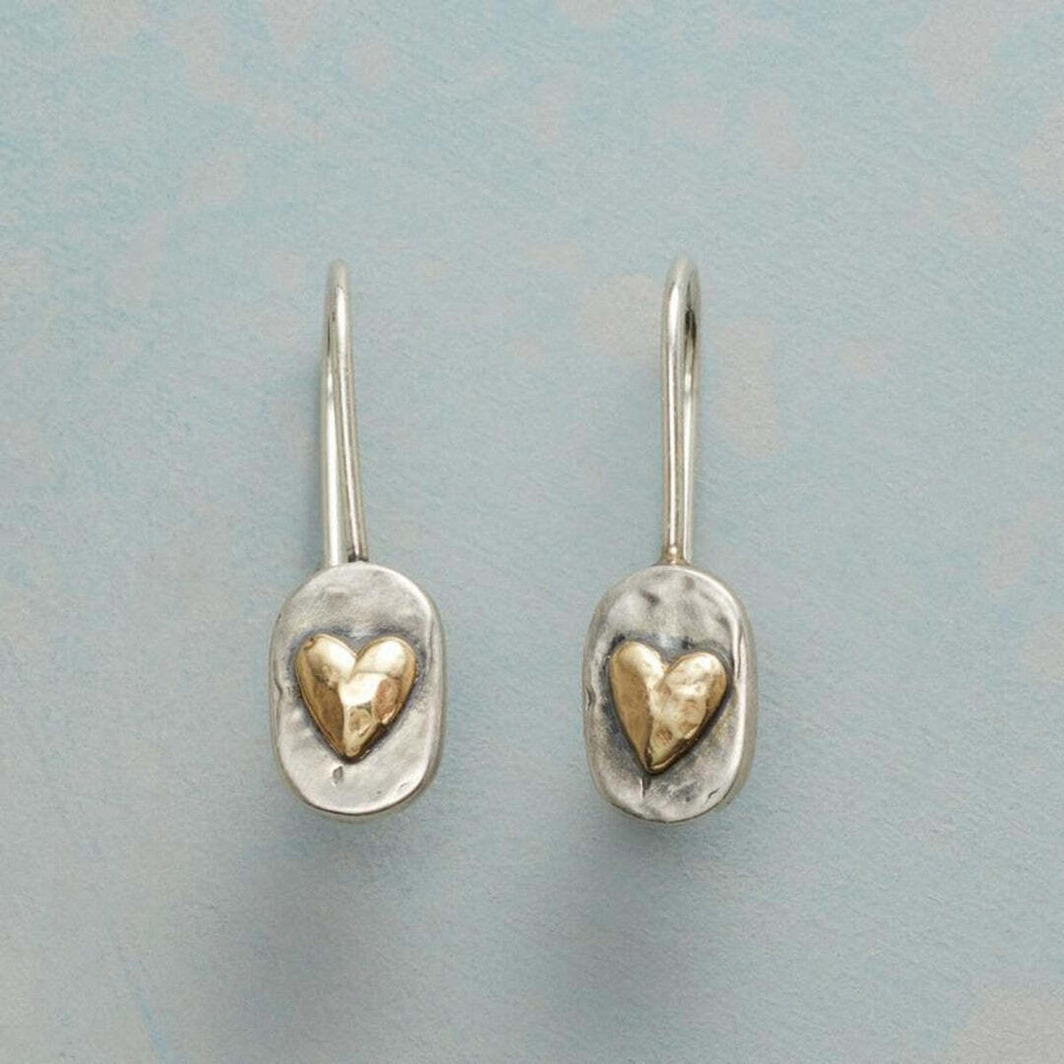 Orecchini a Cuore Incastonati in Oro Vintage