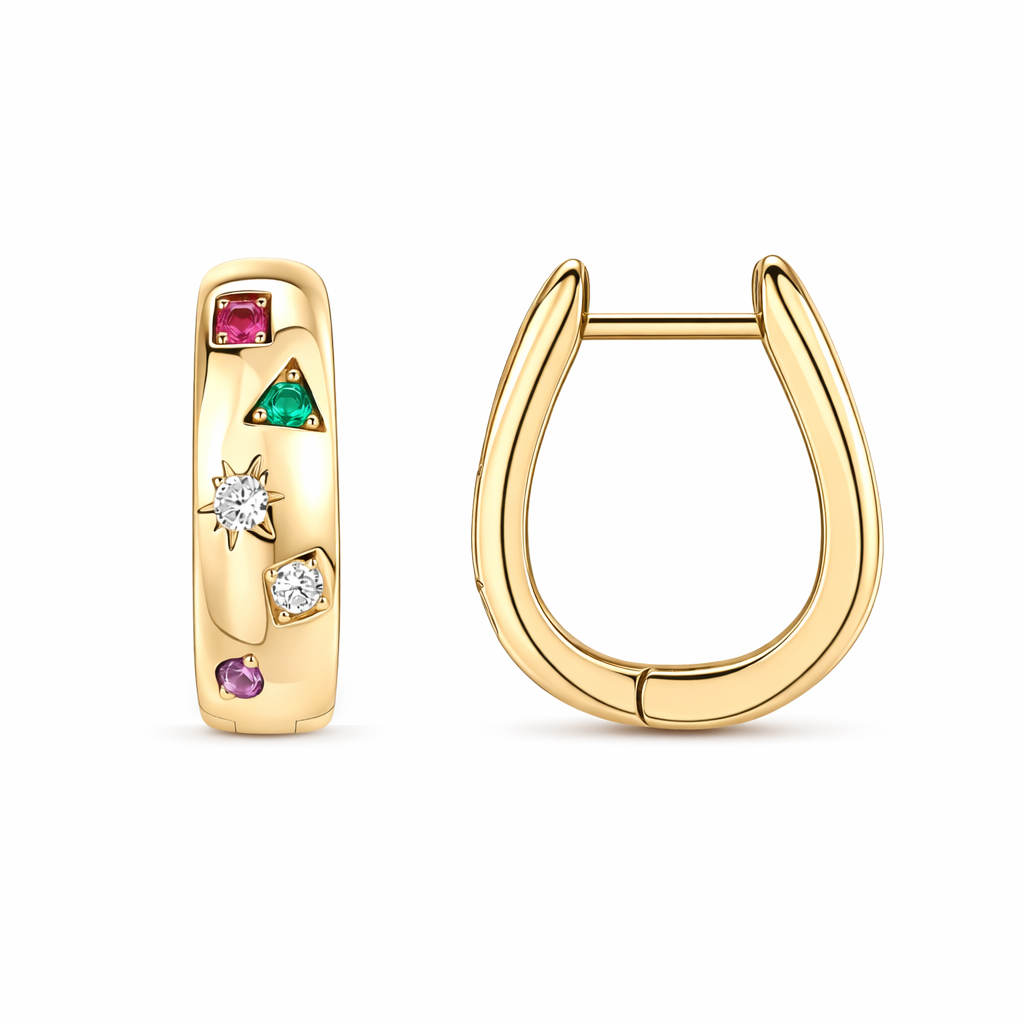 Orecchini ad Anello Onda di Colore | Oro