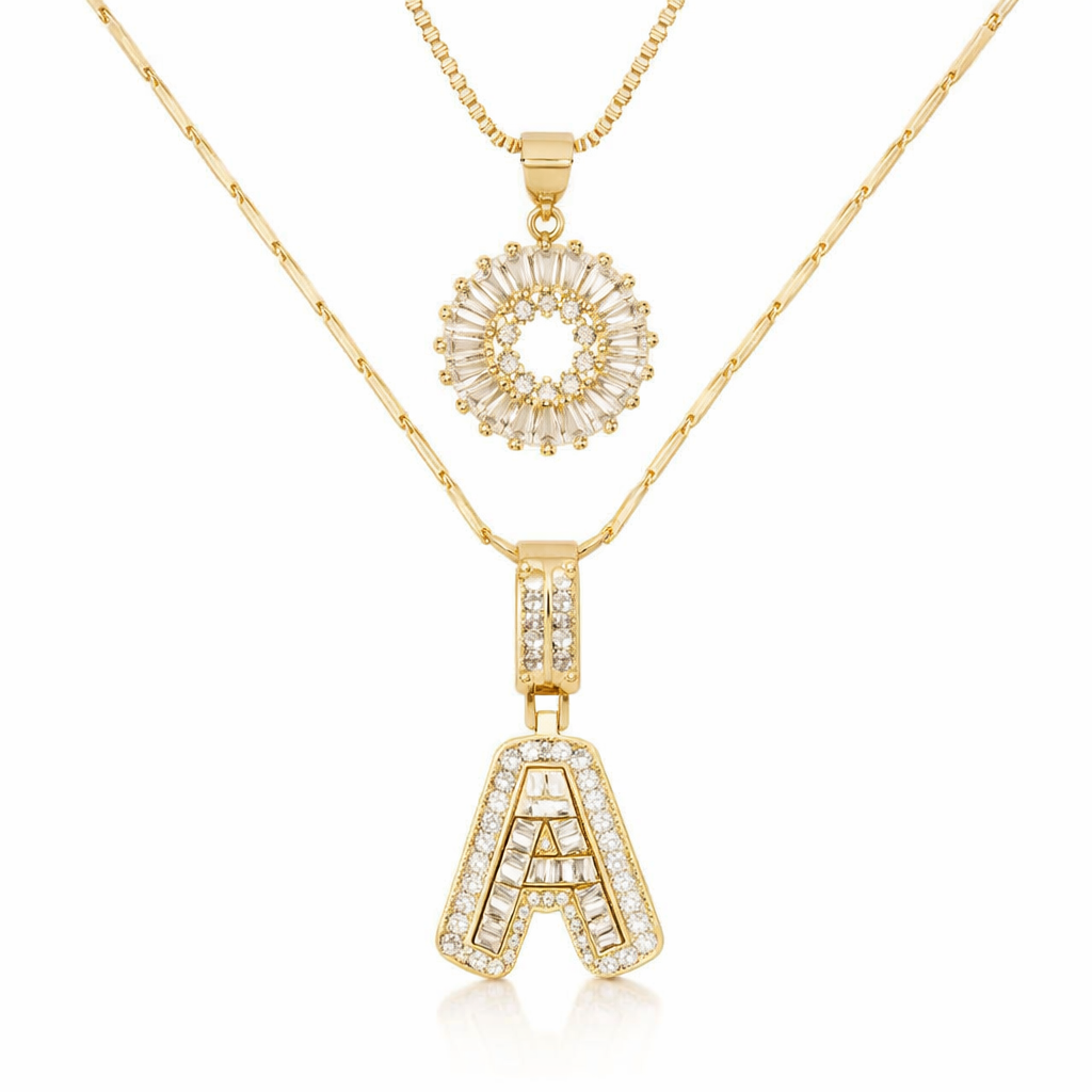 Set di Collane con Iniziale Pavé