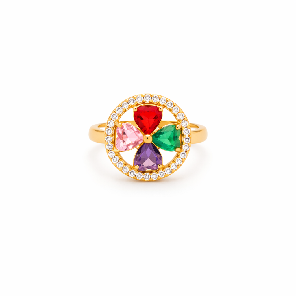 Anello Rotante di Cuori Onda di Colore | Oro