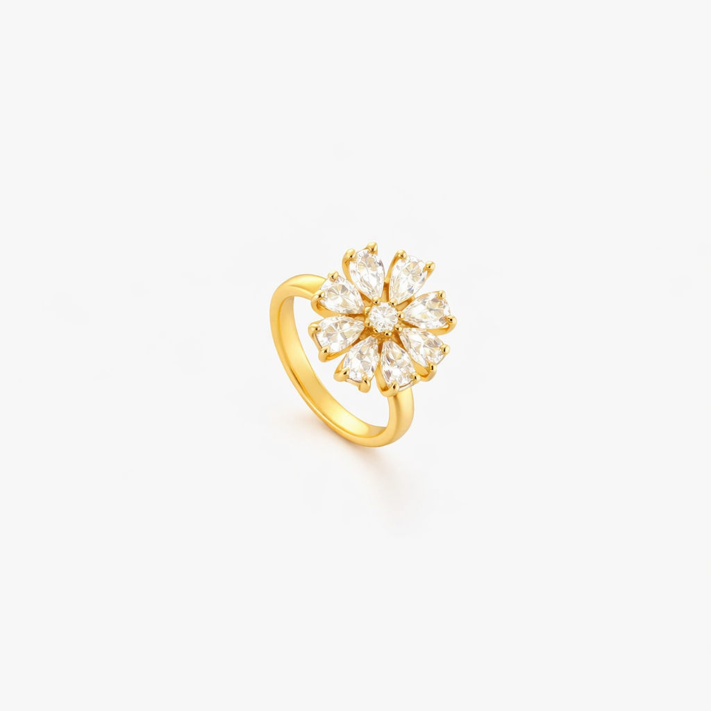 Anello Girevole Floreale con Accento | Oro