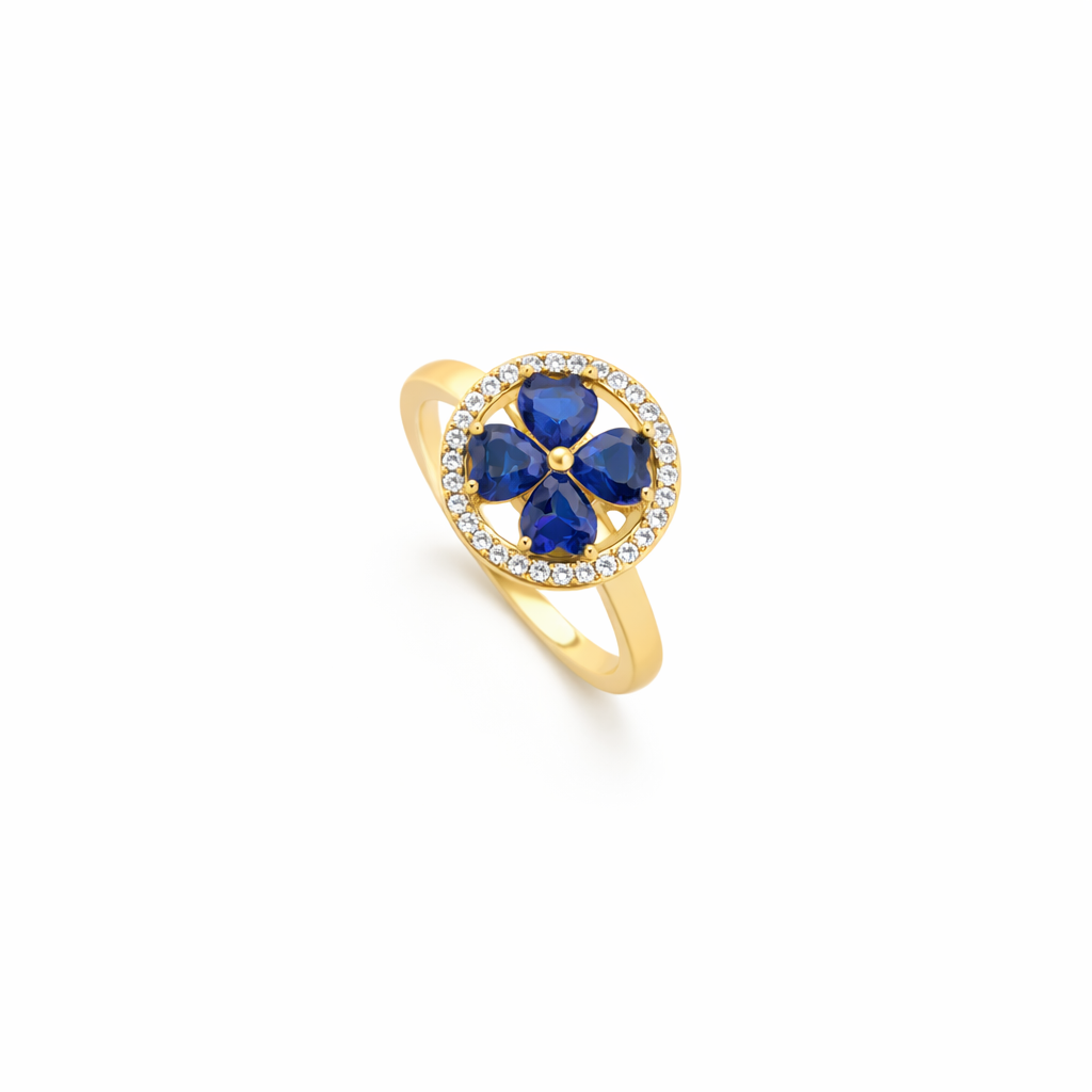 Anello Rotante Cuori Zaffiro | Oro