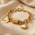 Bracciale a Maglie con Cuore Dorato