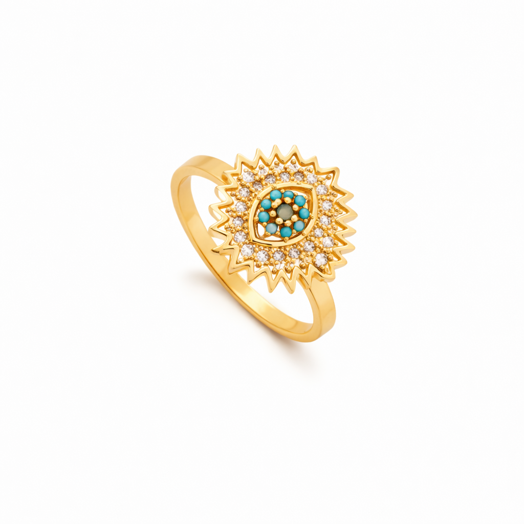Anello Rotante Sole Radiante di Zaffiro | Oro