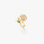 Anello Rotante Fiore e Foglia Smeraldo | Oro