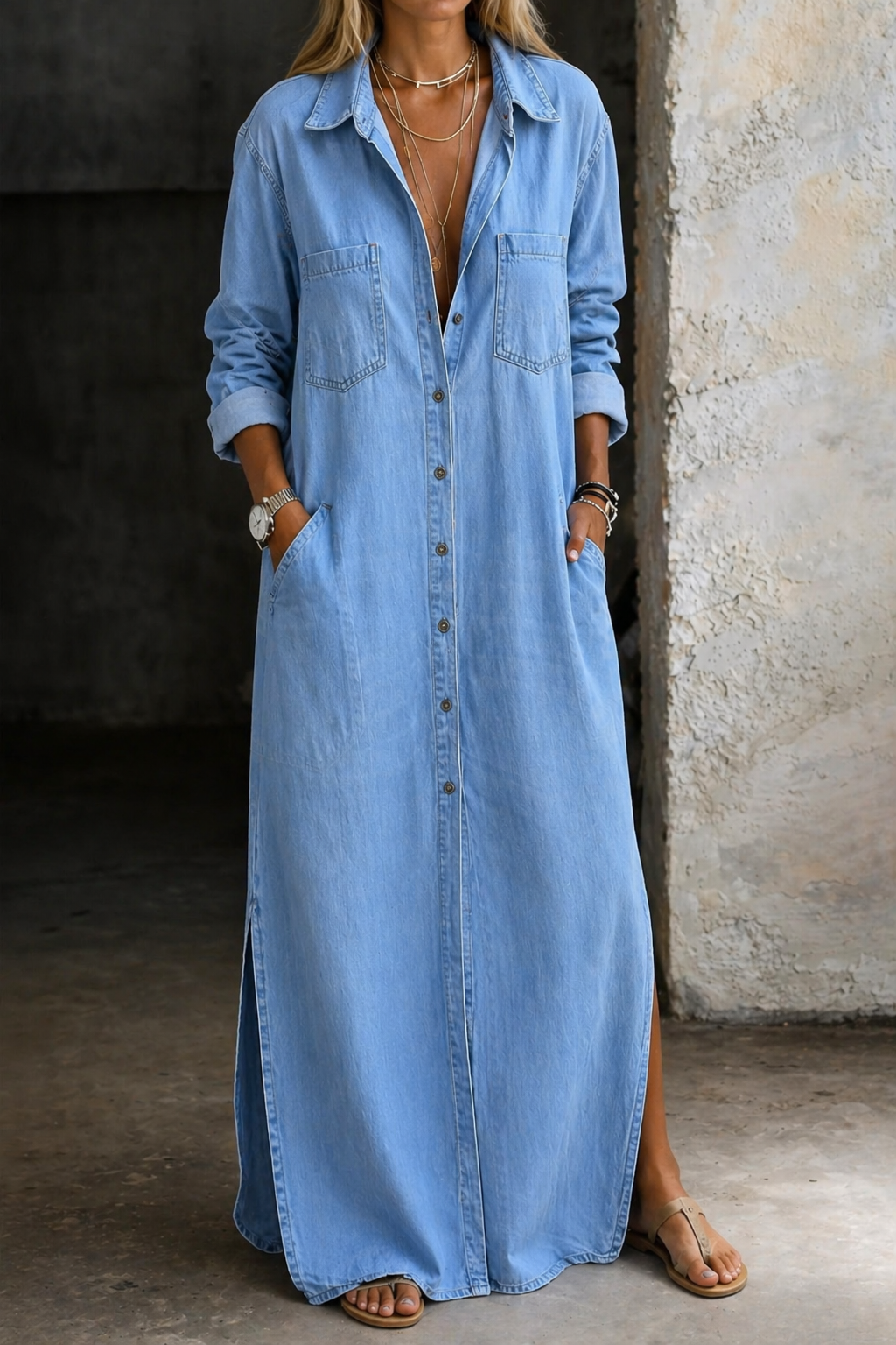 Martina | Vestito in denim con bottoni