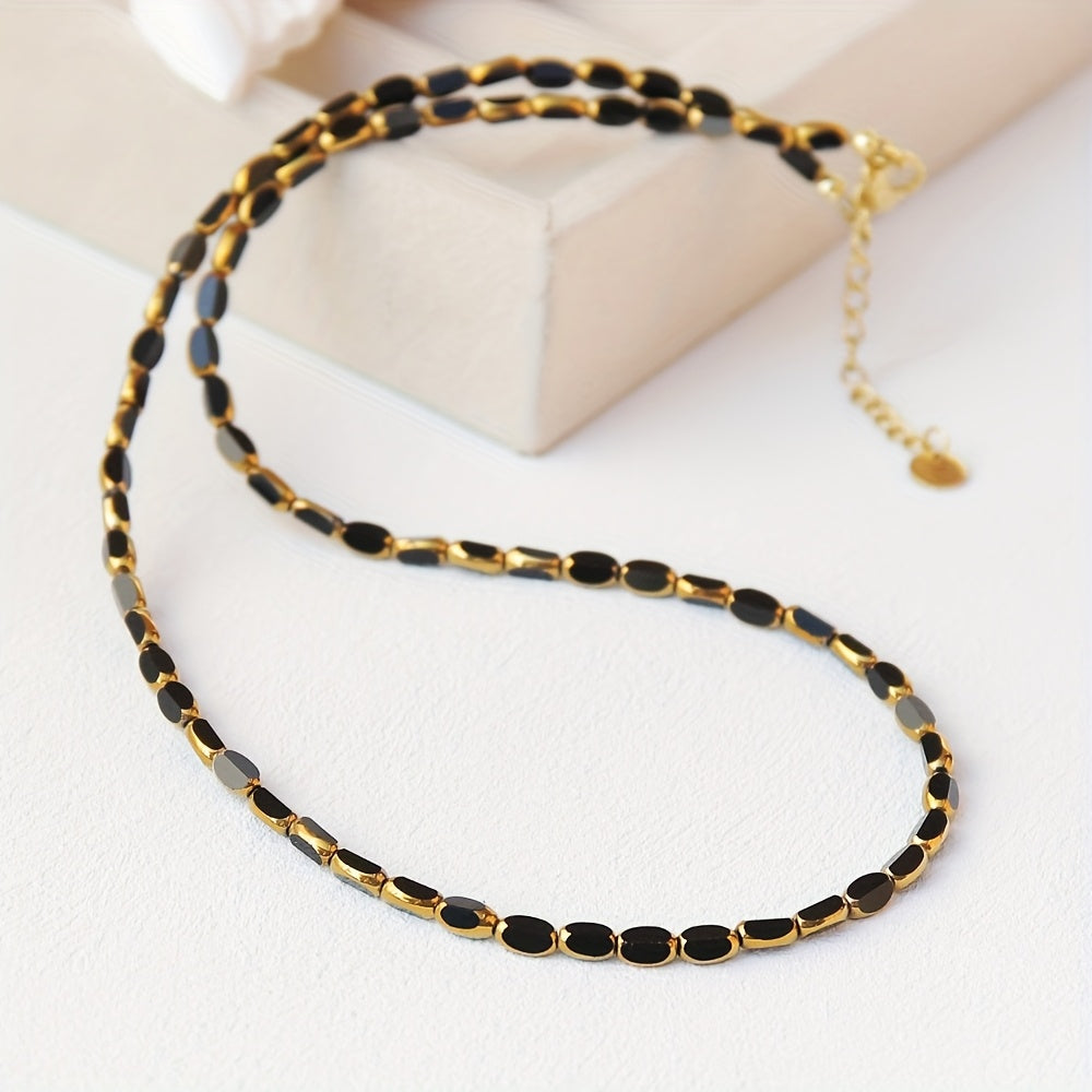 Collana Elegante in Perline Ovali Turchesi