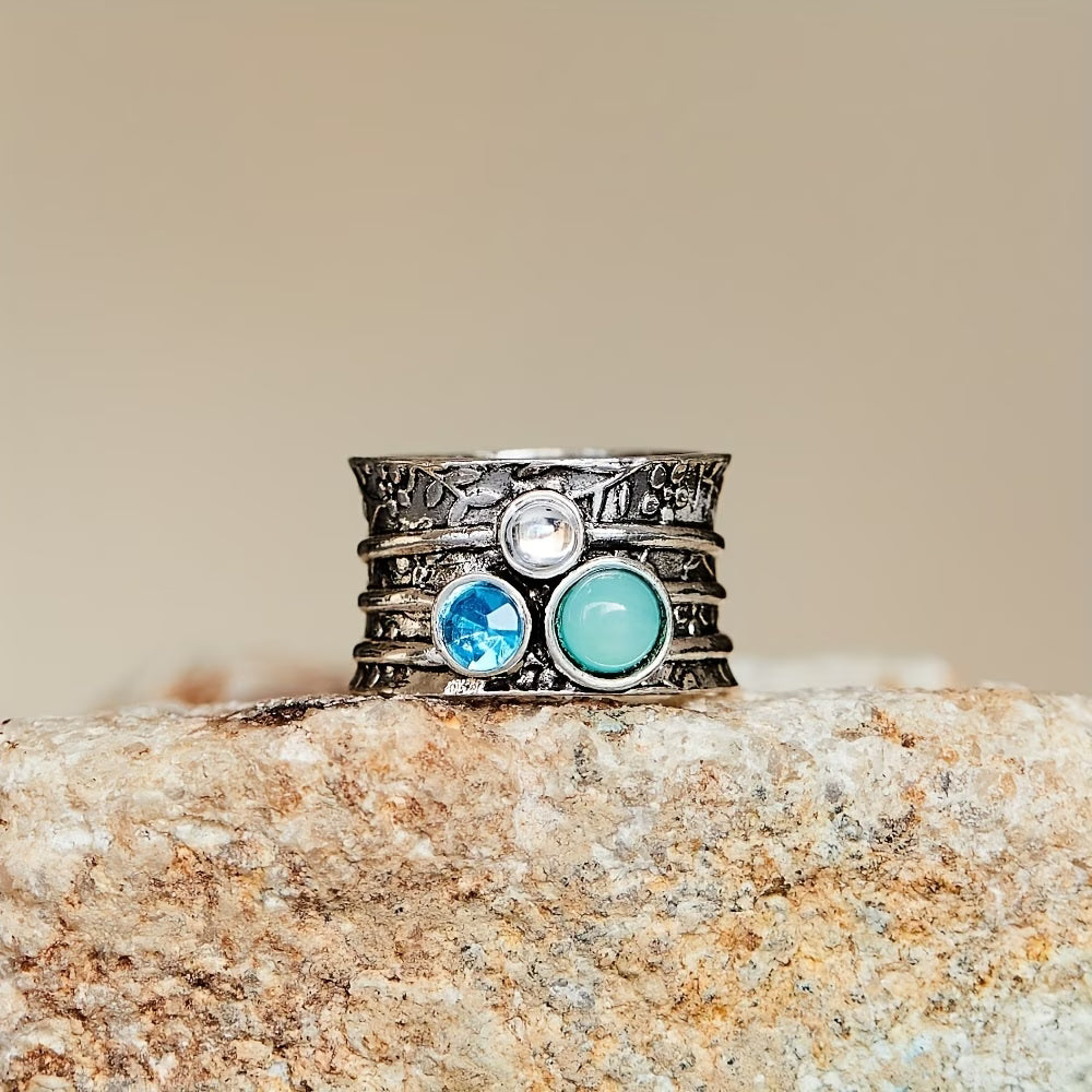 Anello in Gemma Turchese Boho Vintage