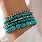 Set di 5 braccialetti grandi in turchese