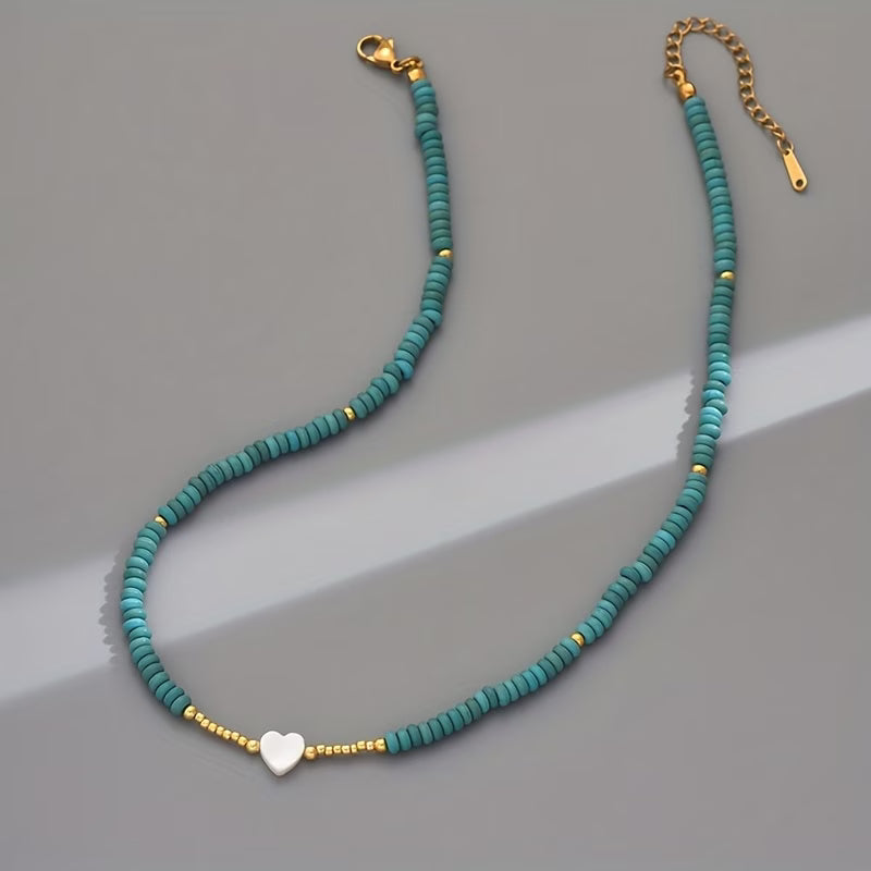 Collana Minimalista Cuore Turchese