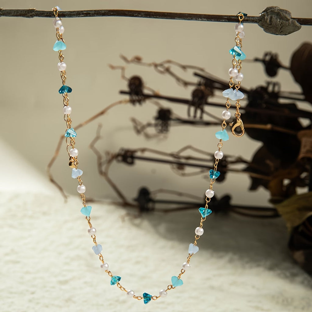 Bracciale di Perle Sottile e Bead Turchese