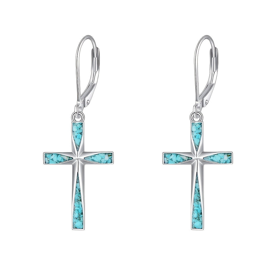 Orecchini Vintage con Croce Turchese