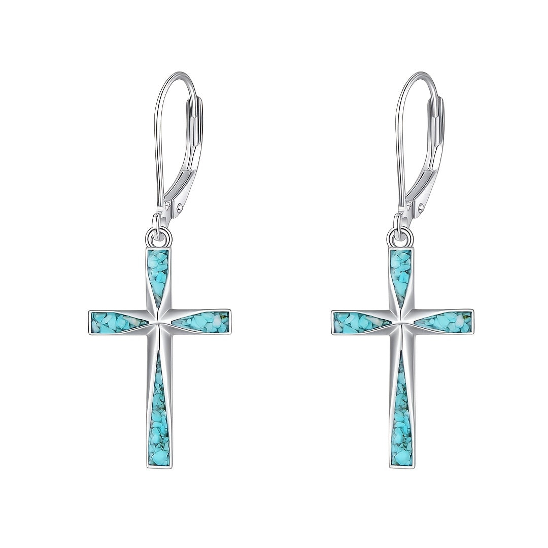 Orecchini Vintage con Croce Turchese