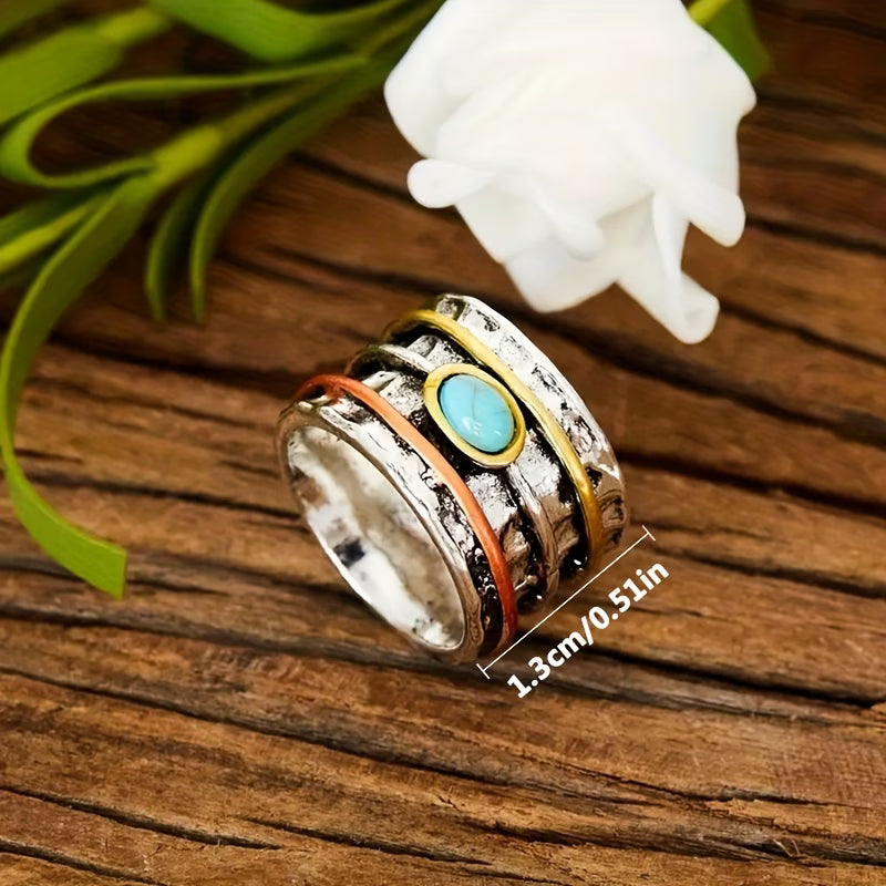 Anello Incastonato in Turchese Bohemien
