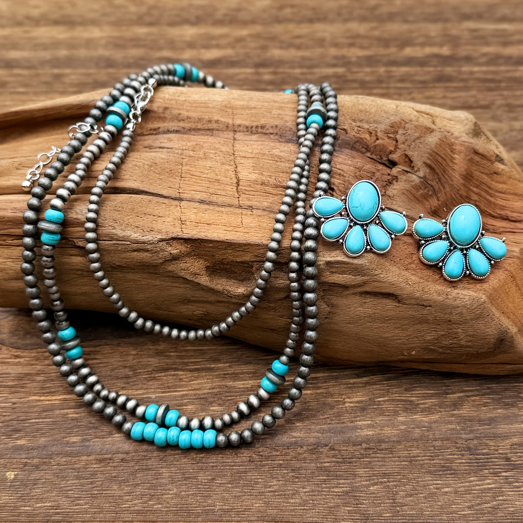 Collana e Orecchini Set in Turchese Convertible