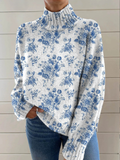 Ruby - Maglione a collo alto con fantasia floreale