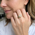 Anello Rotante Fiore e Foglia Smeraldo | Oro