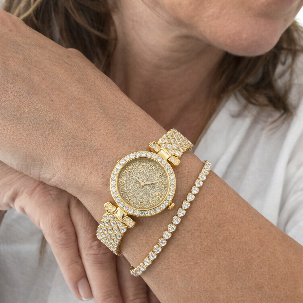Set di Orologio e Bracciale Lusso Radiante | Oro