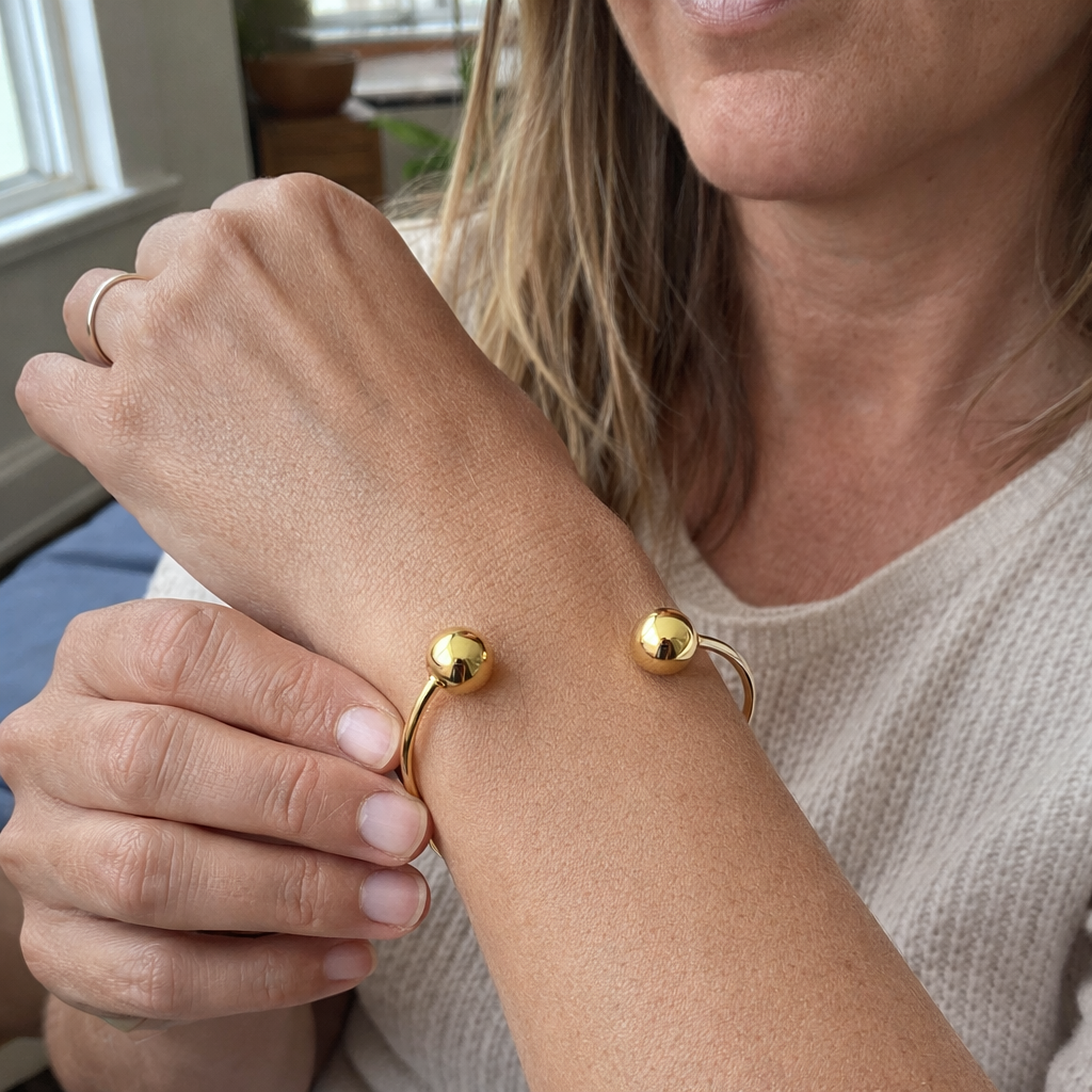 Set Minimalista di Collana Tipo Choker e Bracciale Brillante | Oro