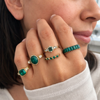 Set di Anelli Zarina d'Oro con Smeraldo
