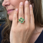 Anello Rotante Quadrifoglio Smeraldo | Oro
