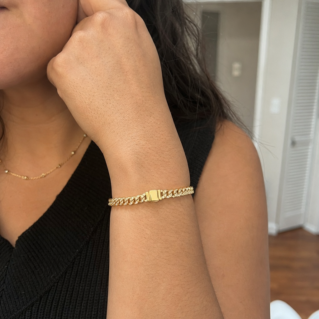 Pulsera Cubana Pavé | Oro