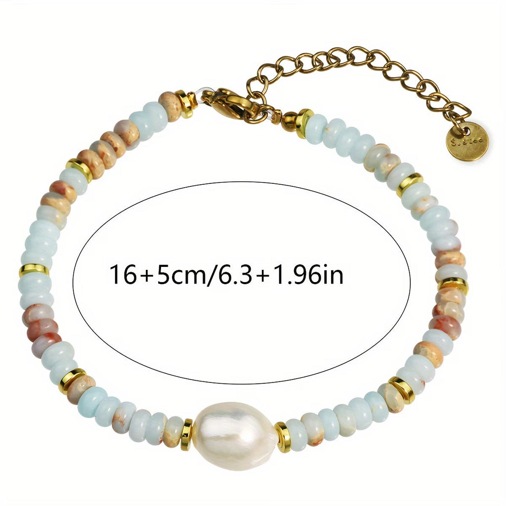 Bracciale Elegante in Perle e Turchese