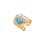 Anello Regolabile in Pietra Turchese Dorata