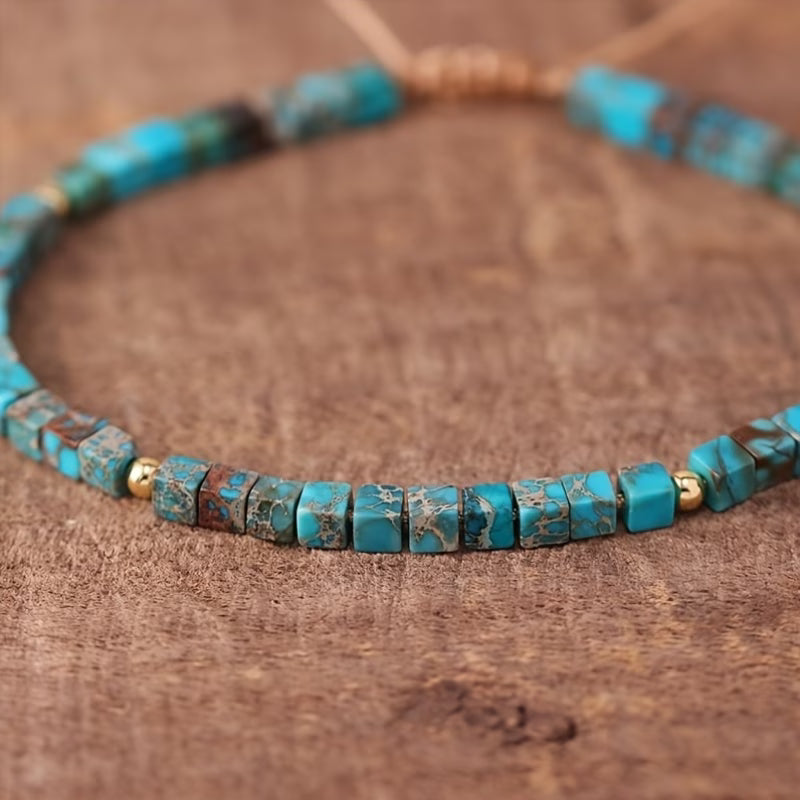 Bracciale Quadrato in Pietra Turchese Regolabile