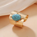 Anello Regolabile in Pietra Turchese Dorata