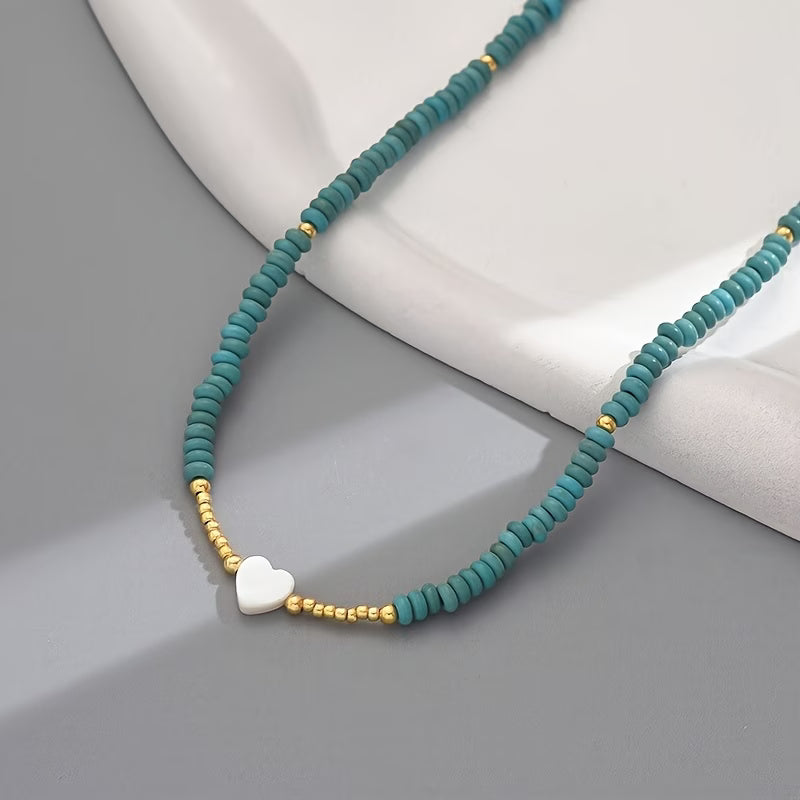 Collana Minimalista Cuore Turchese