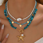Collana Costiera in Perle e Turchese Premium