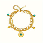 Bracciale a Catena Strato Elegante in Oro e Turchese