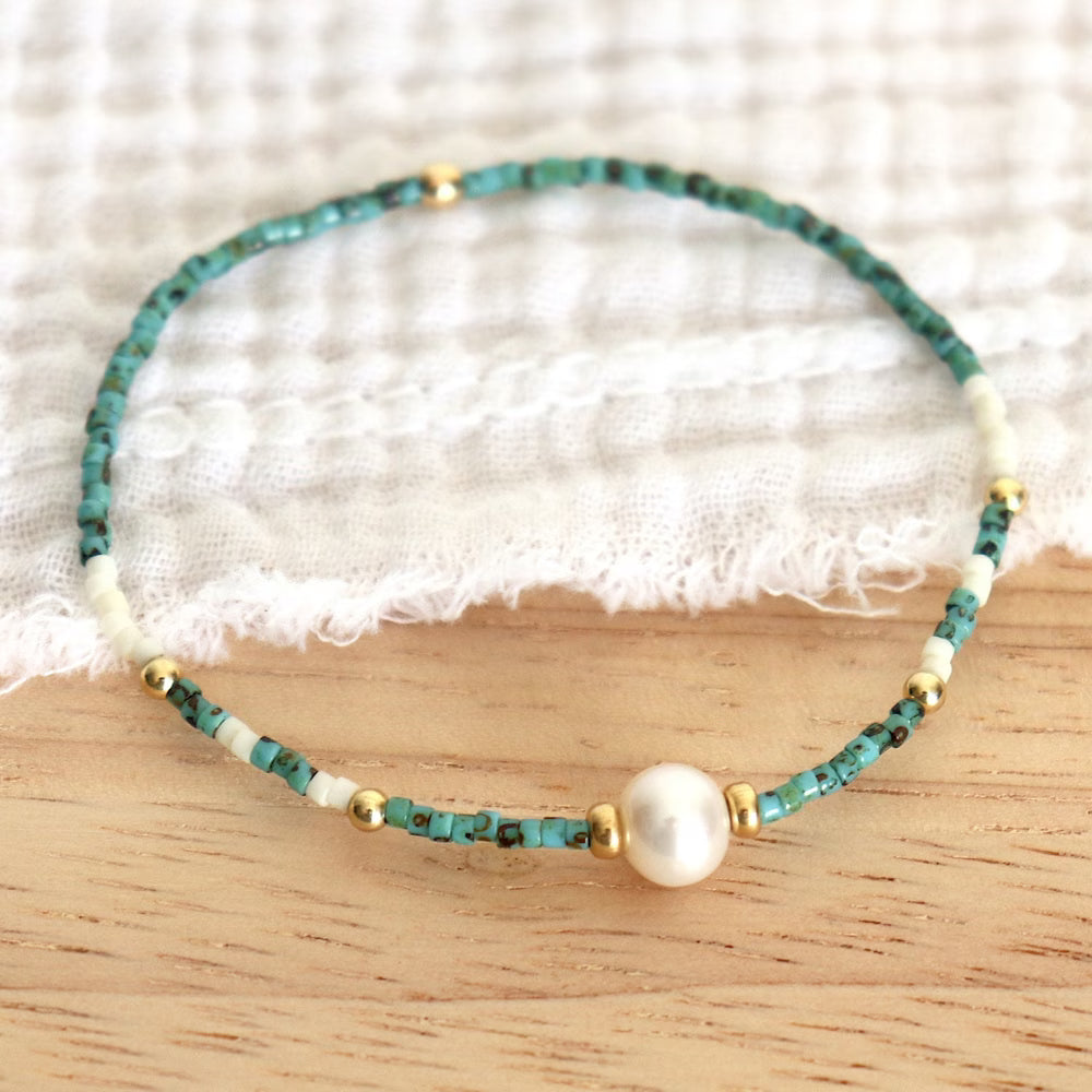 Bracciale Minimal in Turchese e Perle