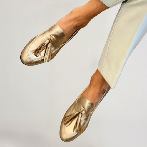 Donatella | Mocassino con Pon Pon Dorati